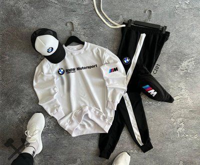 Спортивный костюм мужской Bmw Motorsport белый комплект свитшот штаны кепка бананка бмв весна осень лето S 2625289858 фото