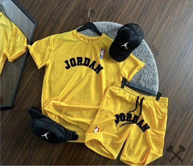 Костюм чоловічий літній jordan шорти футболка кепка бананка спортивний комплект джордан M 2609144454 фото