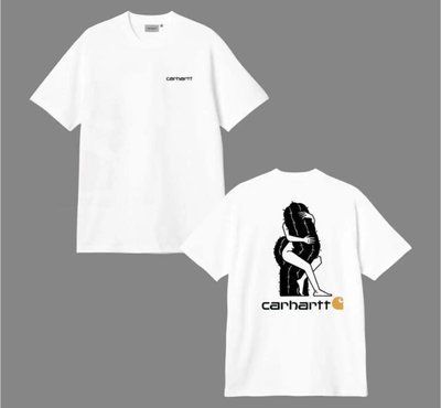 Футболка чоловіча оверсайз carhartt біла широка бавовняна теніска вільного крою 2602625078 фото