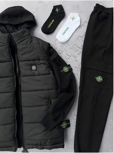 Спортивний костюм чоловічий стон айленд stone island комплект жилет осінній весняний набір 3в1 2628438133 фото
