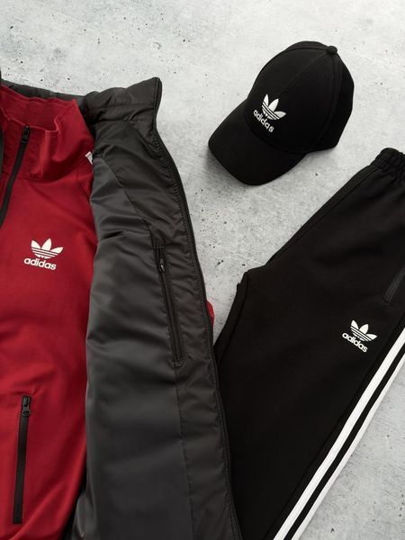 Комплект мужской Адидас Adidas спортивный костюм жилетка кепка весенний осенний 2623042031 фото