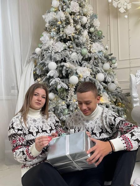 Свитер новогодний с оленями мужской вязаный шерстяной L 2384778169 фото
