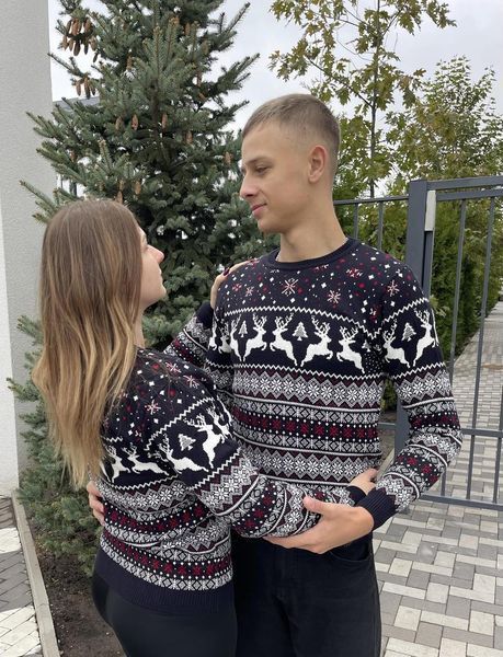 Светр новорічний з оленями чоловічий в'язаний вовняний 4XL 2384778069 фото