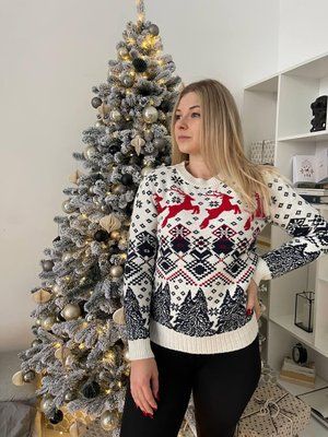 Свитер женский новогодний с оленями теплая женская зимняя кофта 2384853182 фото