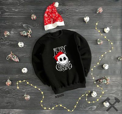 Толстовка чоловіча зимова Merry Christmas чорна новорічна з начосом світшот кофта флісова зима повсякденна M 2670519504 фото
