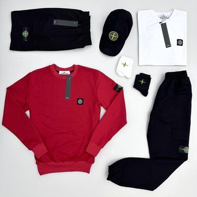 Комплект мужской стон айланд Stone Island спортивный костюм шорты футболка кепка весна лето осень L 2628330136 фото