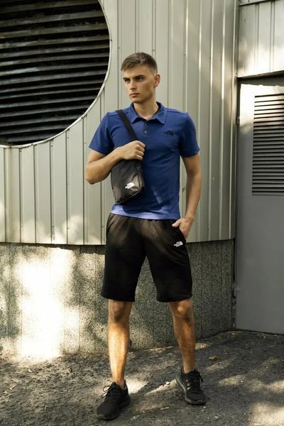 Спортивний комплект чоловічий The North Face поло електрик+шорти чорні+барсетка літній костюм норс фейс XL 2657631922 фото