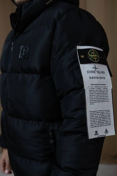 Чоловіча куртка Стон Ісланд на зиму Тепла чоловіча куртка з капюшоном чорна XXL 1963287068 фото