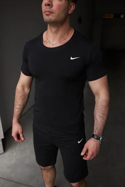 Спортивний комплект чоловічий Nike чорний футболка шорти літній костюм трикотажний найк повсякденний L 2656650028 фото