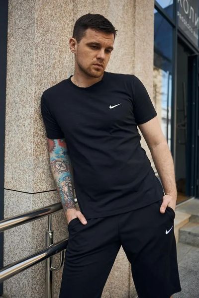 Спортивний комплект чоловічий Nike чорний футболка шорти літній костюм трикотажний найк повсякденний L 2656650028 фото
