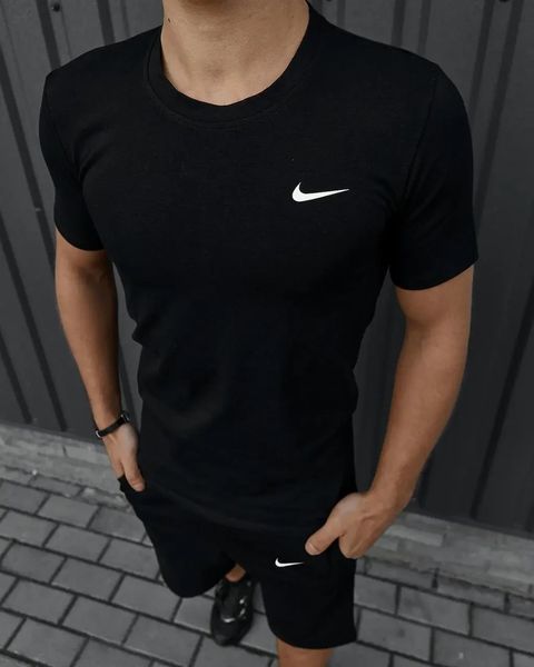 Спортивний комплект чоловічий Nike чорний футболка шорти літній костюм трикотажний найк повсякденний L 2656650028 фото