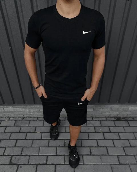 Спортивний комплект чоловічий Nike чорний футболка шорти літній костюм трикотажний найк повсякденний L 2656650028 фото