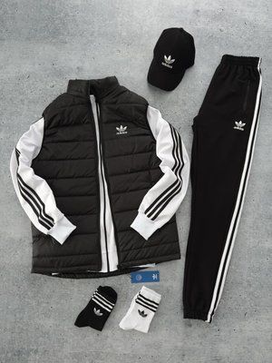 Комплект мужской Адидас Adidas спортивный костюм жилетка кепка весенний осенний M 2626535844 фото