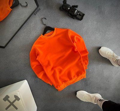 Світшот зимовий чоловічий базовий помаранчевий теплий флісовий кофта з начосом зима повсякденна XXL 2670447729 фото