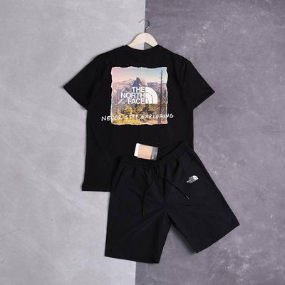 Костюм Чоловічий Спортивний Літній The North Face чорний шорти футболка спортивний комплект повсякденний L 2608446278 фото