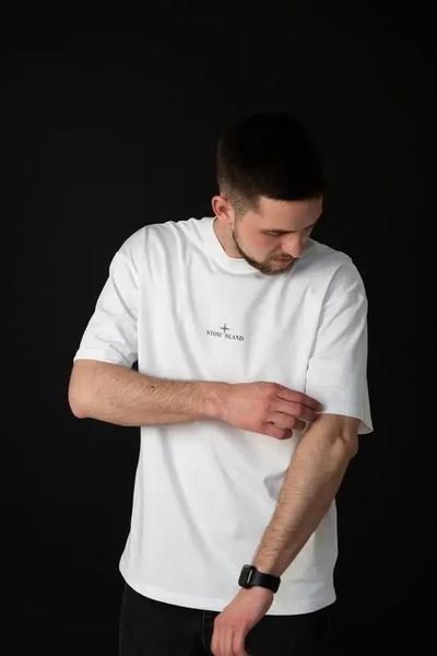 Футболка мужская Stone Island белая спортивная с принтом трикотажная весна лето осень повседневная XXL 2670300237 фото