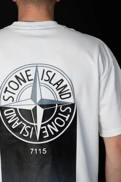 Футболка мужская Stone Island белая спортивная с принтом трикотажная весна лето осень повседневная XXL 2670300237 фото