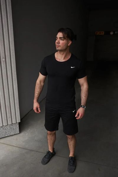 Спортивний комплект чоловічий Nike чорний футболка шорти літній костюм трикотажний найк повсякденний XL 2656650029 фото