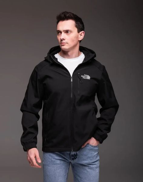 Вітровка чоловіча The North Face Softshell чорна куртка на флісі на блискавці з капюшоном осінь весна нірс фейс XXL 2662622326 фото