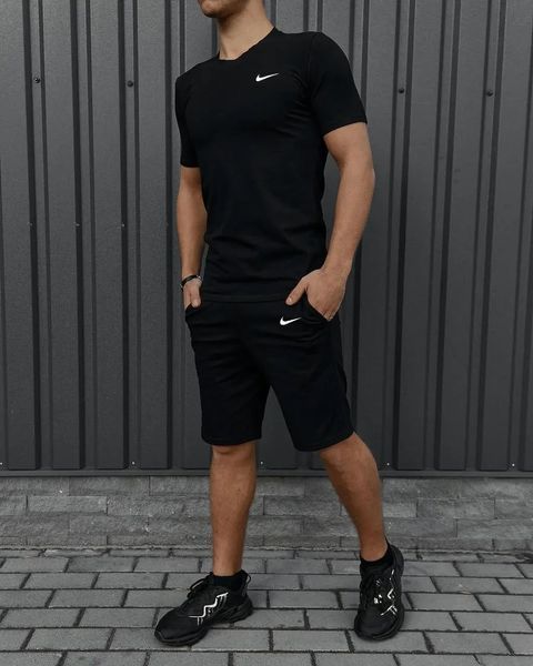 Спортивний комплект чоловічий Nike чорний футболка шорти літній костюм трикотажний найк повсякденний XL 2656650029 фото