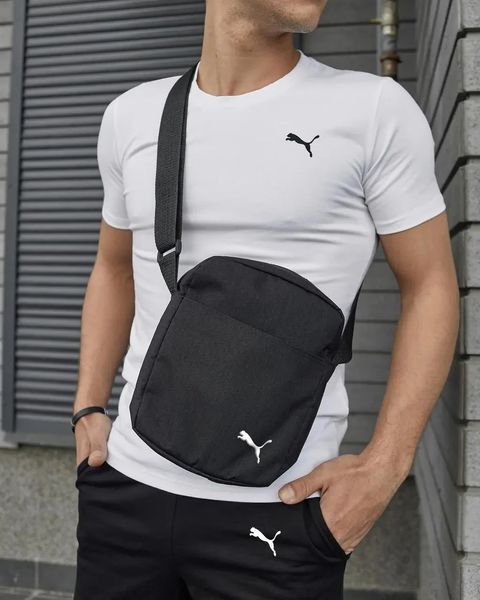 Комплект чоловічий спортивний Puma біла футболка+чорні шорти+чорна барсетка костюм літній пума XXL 2656523035 фото