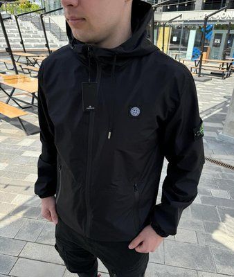 Ветровка куртка мужская Stone Island черная весенняя осенняя легкая водоотталкивающая 2487322582 фото