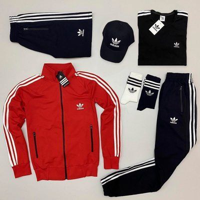 Комплект мужской Адидас Adidas спортивный костюм шорты футболка кепка весенний осенний M 2623646425 фото