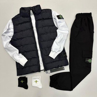 Комплект стон айленд stone island спортивный костюм мужской жилетка осенний весенний набор 3в1 L 2628231933 фото
