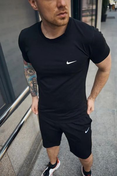 Спортивний комплект чоловічий Nike чорний футболка шорти літній костюм трикотажний найк повсякденний 3XL 2656650031 фото