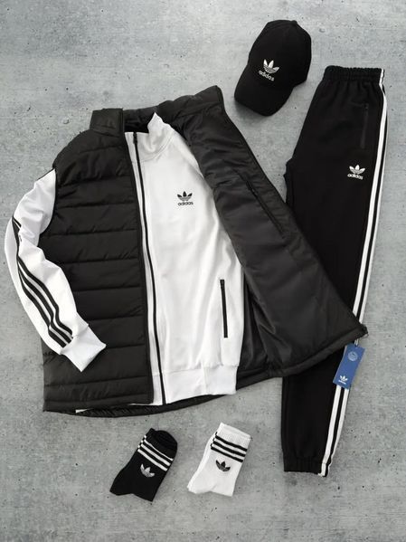 Комплект мужской Адидас Adidas спортивный костюм жилетка кепка весенний осенний XL 2626535846 фото