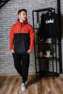 Вітрівка анорак куртка чоловіча Найк Nike червона весняна осіння легка водовідштовхувальна 2495371258 фото