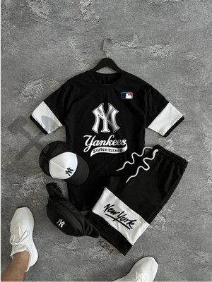 Літній костюм чоловічий new york yankees шорти футболка кепка бананка спортивний комплект нью йорк L 2609067739 фото
