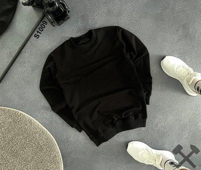 Світшот чоловічий базовий чорний кофта бавовняна спортивна толстовка осіння весняня повсякденний XL 2670374984 фото