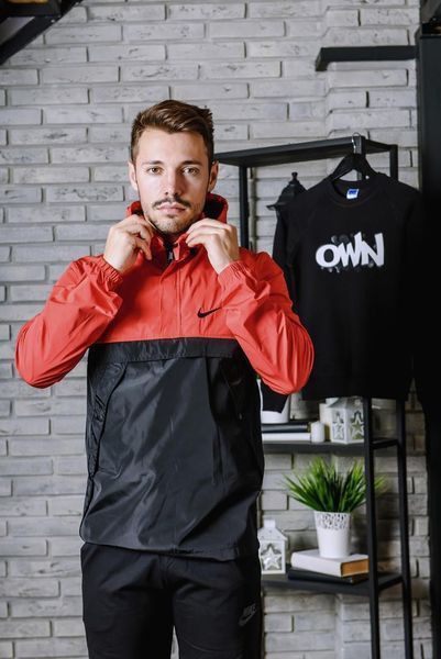 Вітрівка анорак куртка чоловіча Найк Nike червона весняна осіння легка водовідштовхувальна 2495371258 фото
