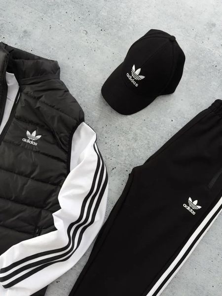 Комплект мужской Адидас Adidas спортивный костюм жилетка кепка весенний осенний XXL 2626535847 фото