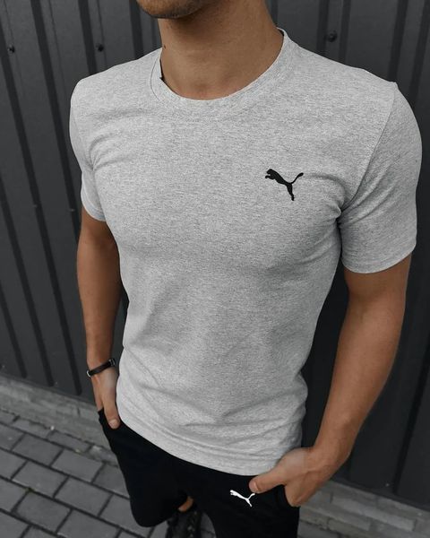 Комплект чоловічий спортивний Puma сіра футболка+ чорні шорти костюм літній трикотажний пума повсякденний M 2655561174 фото