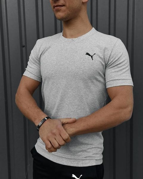 Комплект чоловічий спортивний Puma сіра футболка+ чорні шорти костюм літній трикотажний пума повсякденний M 2655561174 фото