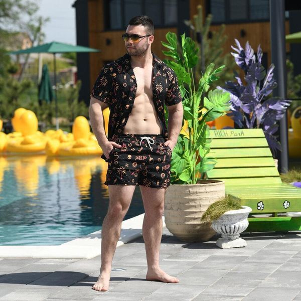 Шорти чоловічі пляжні Pobedov Pool day Totem Чорні 2587999499 фото