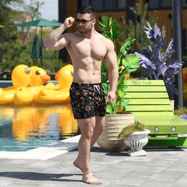 Шорти чоловічі пляжні Pobedov Pool day Totem Чорні 2587999499 фото