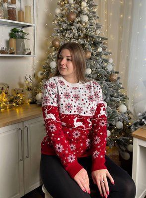 Свитер женский новогодний с оленями теплая женская зимняя кофта 2384853237 фото