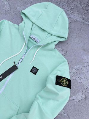 Кофта мужская Stone Island мята осенняя весенняя летняя зип-худи двунитка с капюшоном повседневная M 2611898007 фото