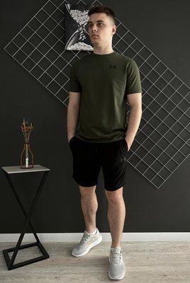 Спортивний Костюм Чоловічий Літній Under Armour чорні шорти хакі футболка спортивний комплект 2606906054 фото