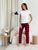 Піжамний жіночий комплект у клітинку червоно чорний (штани+біла футболка) 2342054953 фото