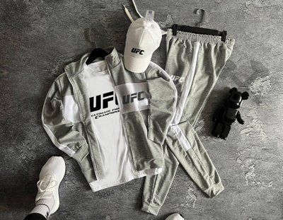 Спортивный костюм мужской UFC серый комплект мужской кофта штаны футболка кепка весна осень лето юфс L 2625410143 фото