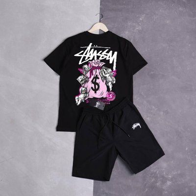 Шорти футболка Stussy чорний комплект чоловічий літній повсякденний M 2608375292 фото