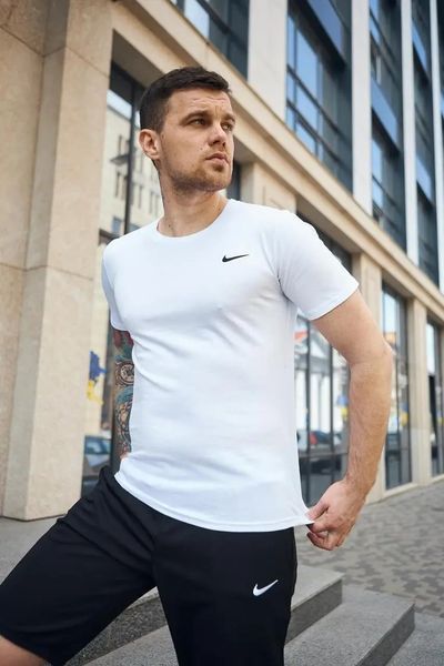 Спортивний комплект чоловічий Nike біла футболка+чорні шорти літній костюм трикотажний найк повсякденний XL 2656653320 фото