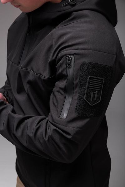 Куртка чоловіча Анорак Softshell чорна на флісі водовідштовхувальна з капюшоном легка весна осінь повсякденна 2666703250 фото