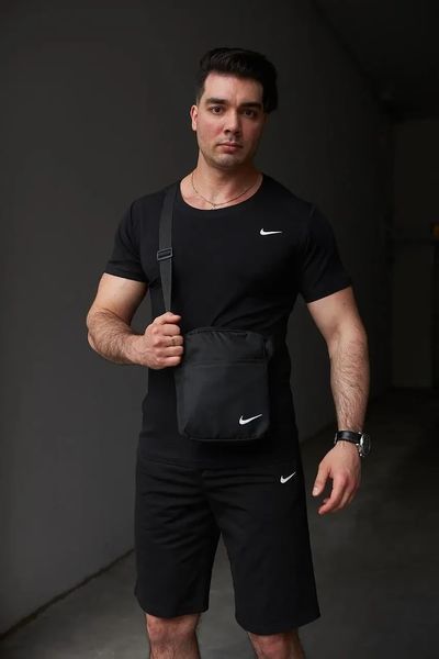 Спортивний комплект чоловічий Nike чорний футболка шорти барсетка костюм літній найк повсякденний M 2657449870 фото