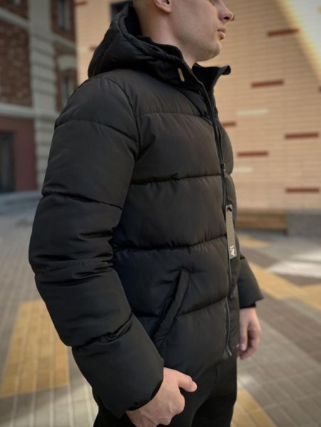 Куртка зимова Чоловіча Джордан Пуховик тепла однотонна базова з капюшоном чорна 1963566515 фото