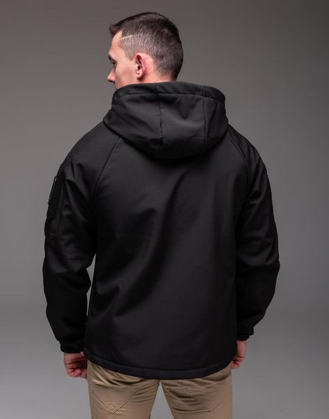 Куртка чоловіча Анорак Softshell чорна на флісі водовідштовхувальна з капюшоном легка весна осінь повсякденна 2666703250 фото
